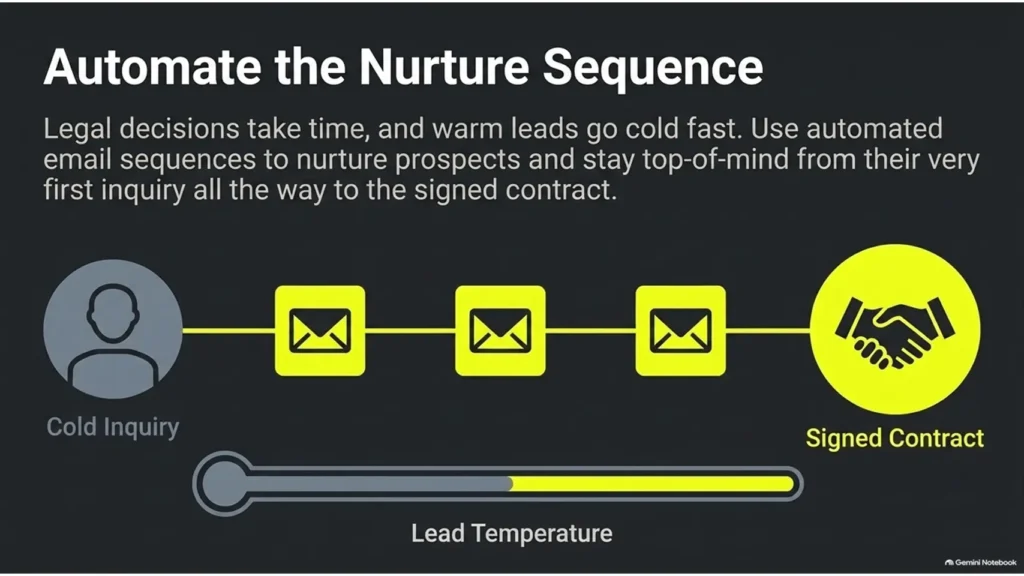 Effective Solicitors Growth Strategies: Content Marketing & Exposure Tactics 1 Automated email nurture sequence guiding legal enquiries from initial contact to signed client instructions.