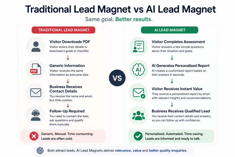 Traditional vs AI lead magnet comparison