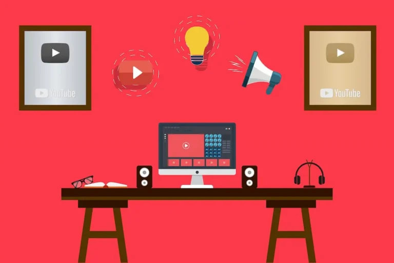 How Can Content Distribution Generate More Enquiries? 1 Illustration of a content creation workspace with video, marketing and YouTube publishing elements.
