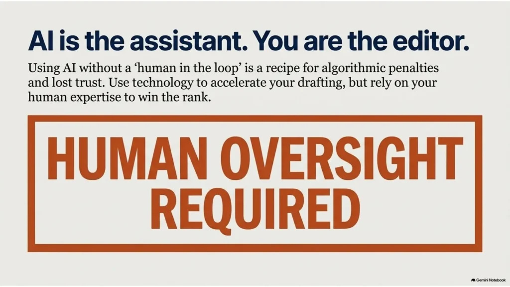 AI-Generated Content vs. Human Writers for SEO Blog Posts 3 Human oversight required when using AI-generated content for SEO writing.