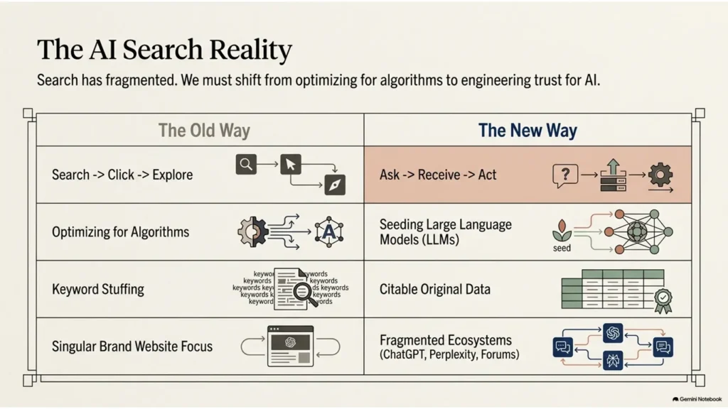 AI search reality comparing traditional SEO with AI search and generative engine optimisation