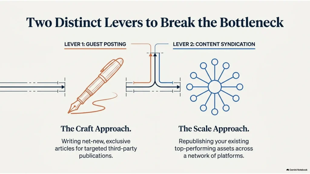 Comparison of guest posting and content syndication as two content distribution strategies