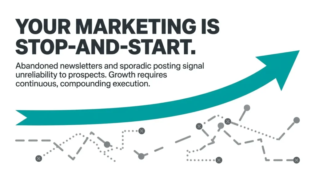 Content Marketing Agency - YOUR MARKETING IS STOP-AND-START. illustrating the impact of inconsistent marketing activity.