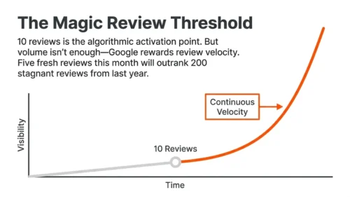 Local Search Visibility chart showing the impact of ongoing review velocity on Google Maps visibility.