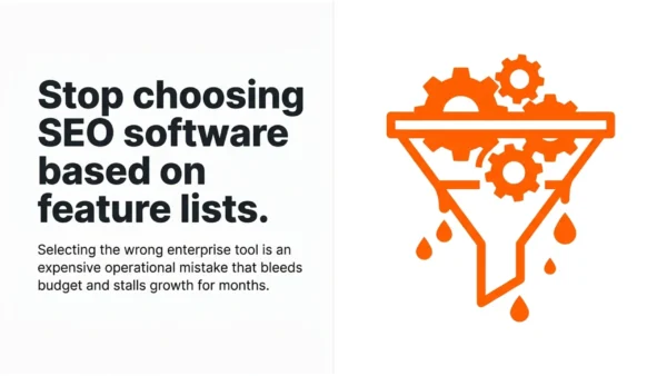 SEMrush vs Ahrefs - Which Tool Is Better For Small Marketing Agencies? 3 SEMrush vs Ahrefs illustration showing orange gears passing through a funnel to represent the importance of efficient SEO agency workflows.
